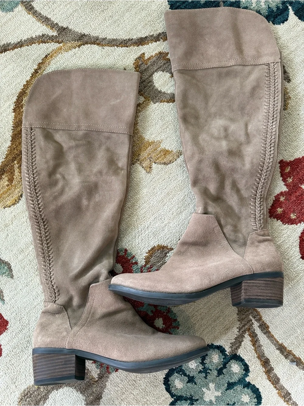 Vince Camuto Women's Over-the-Knee Suede Block Heel Boot - Beige